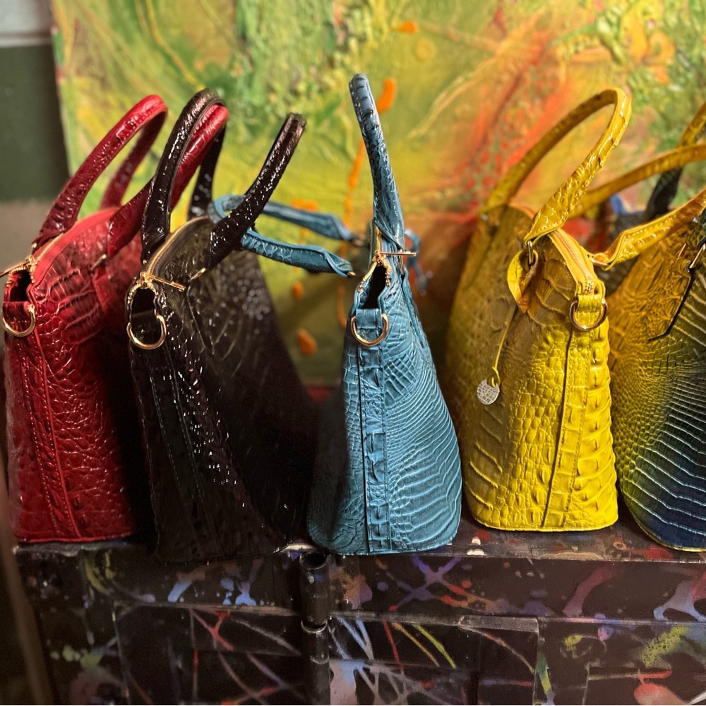 Red and Black Tote Bags with Textured Surface